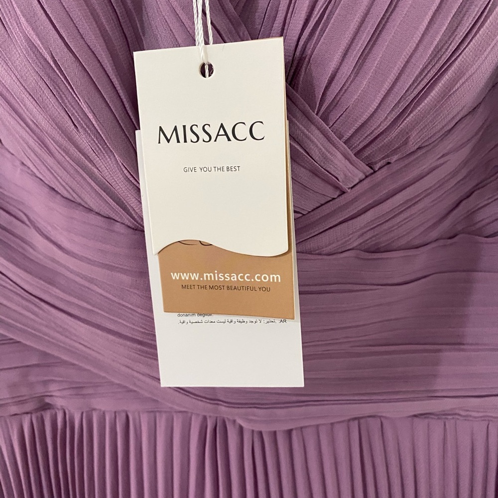 Elegant Purple Pleated Dress - Picture 6 of 8